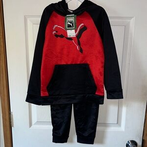 Puma Kids Red and Black Hoodie Set
